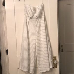 TCEC Black/white striped romper with front cutout